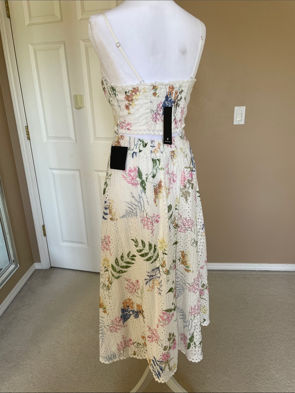 Lulu's White Floral Eyelet Crop Top & Midi Skirt Set - Picture 4 of 8